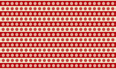 Abstract red and white snowflakes in seamless pattern background.
