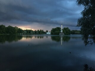 sunset over the lake