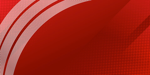 Red abstract background with halftone and white wavy stripes lines