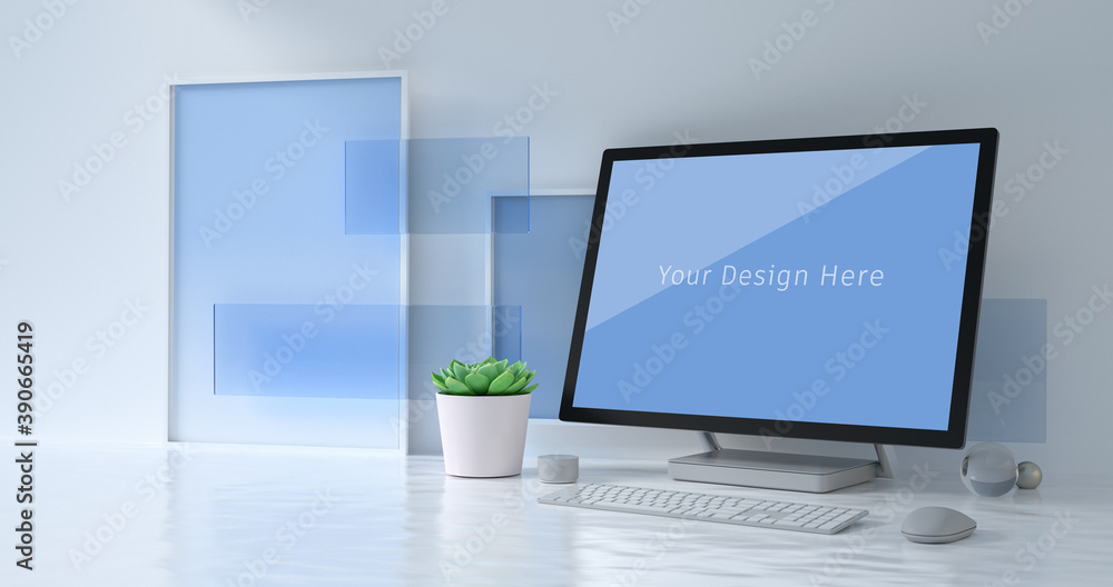 Wall mural 3d rendering of computer mockup.