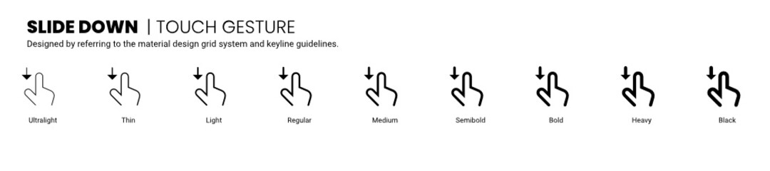 slide down screen touch and gesture icon is designed to be simple, uncomplicated, and minimal referring to Google’s Material Design.