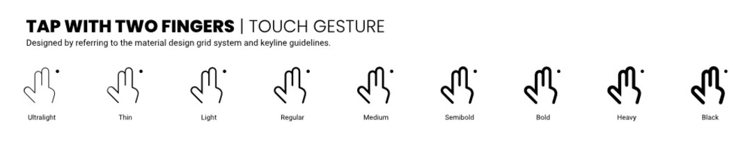 tap with two fingers screen touch and gesture icon is designed to be simple, uncomplicated, and minimal referring to Google’s Material Design.