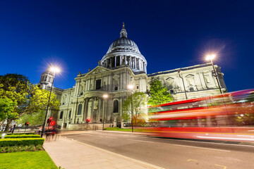 St Paul's Cathedral in London at night