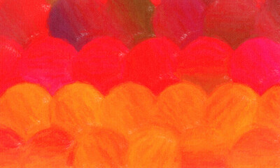 Red and orange circle wax crayon background, digitally created.