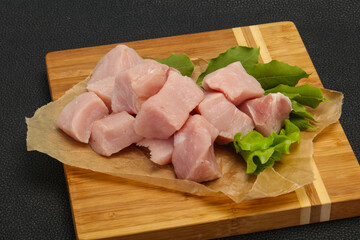Raw fresh pork meat cube