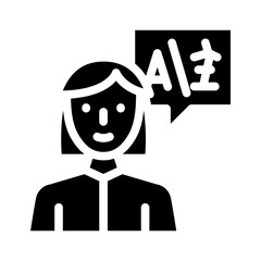 interpreter woman job glyph icon vector illustration