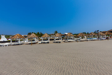 beach with umbrellas