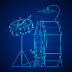 Musical instruments set. Rock band drum kit. Percussion musical instrument