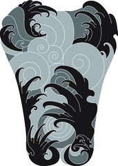 Ocean wave tattoo. a set of Japanese wave Tattoo.water splash and Japanese ocean for tattoo.Line Thai wave tattoo.Japanese wave vector set and thai style.
