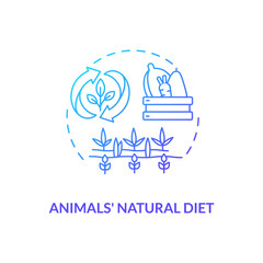 Animals natural diet blue gradient concept icon. Grow vegetables on farmland. Agriculture industry and agribusiness idea thin line illustration. Vector isolated outline RGB color drawing