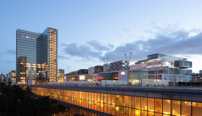 Paris skyline with modern buildings of business center