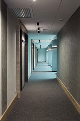 Fototapeta na wymiar gray modern corridor with lighting