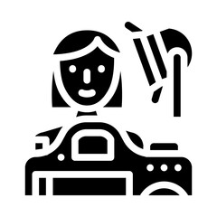 photographer woman job glyph icon vector illustration