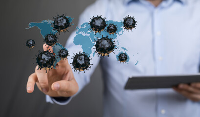 Virus abstract background. protection Genetics Bacteriological Microorganism..