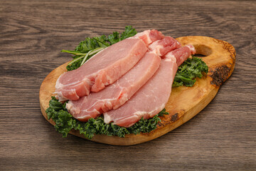 Raw pork steak for cooking