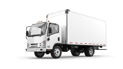 Delivery truck 3D rendering isolated on white background. - 390670238
