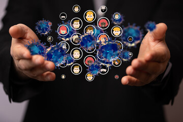 Virus abstract background. protection Genetics Bacteriological Microorganism..