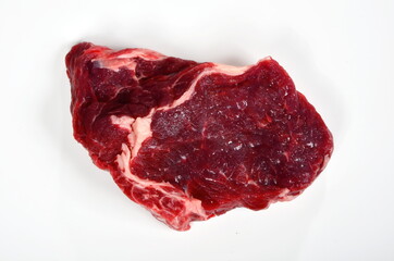 Fresh raw beef steak isolated on white background