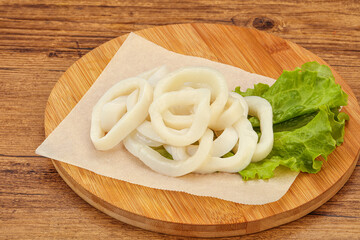Raw squid rings for cooking