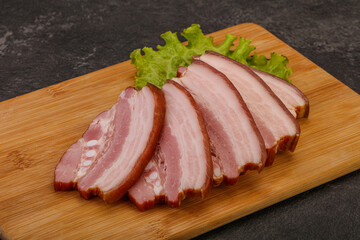 Tasty smoked pork brisket slice