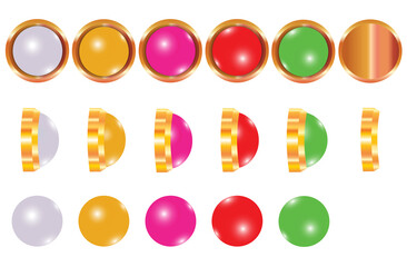 colored pearl buttons and balls