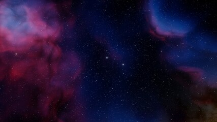 Bright galaxy nebula in cosmos 3d render