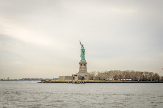 Statue of Liberty. Lady Liberty Enlightening the World. Colossal Neoclassical Sculpture on Liberty Island. New York City, USA