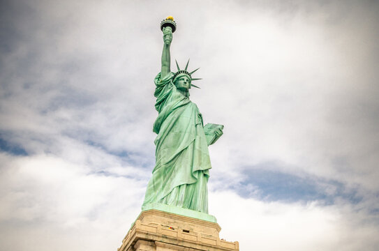 Low Angle View of Statue of Liberty Enlightening the World. Manhattan, New York City, USA