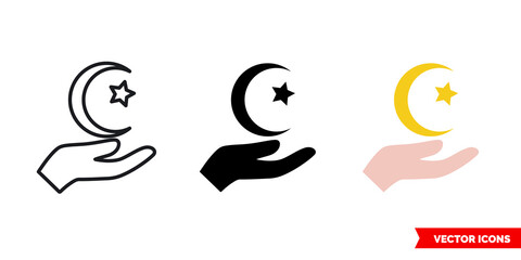 Ramadan icon of 3 types color, black and white, outline. Isolated vector sign symbol.