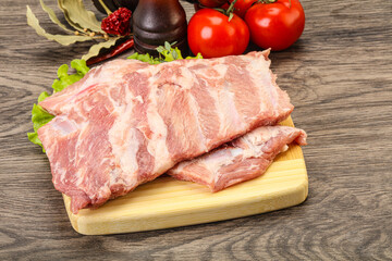 Raw pork ribs for cooking
