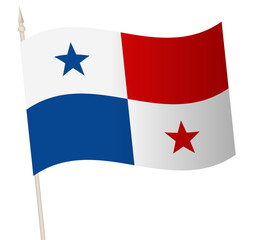 Moscow, Russia - APRIL 29, 2019. Vector Waving flag on a flagpole. The national flag of Panama.