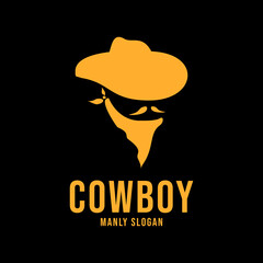 cowboy silhouette minimalist strong and bold shadow logo template for manly brand 