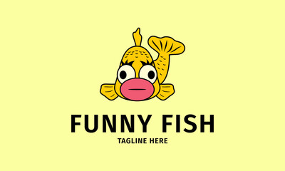 funny fish cheers kids logo template