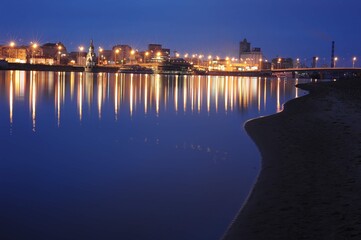 The river is the Dnieper, and the city of Kiev at night