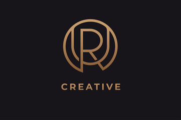 Fototapeta premium Abstract initial letter R and U logo,usable for branding and business logos, Flat Logo Design Template, vector illustration
