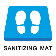 Sanitary mat. Disinfection mat icon. Disinfectant for shoes or foot baths with antiseptic solution. On a white background. The concept of coronavirus prevention, healthcare. Vector