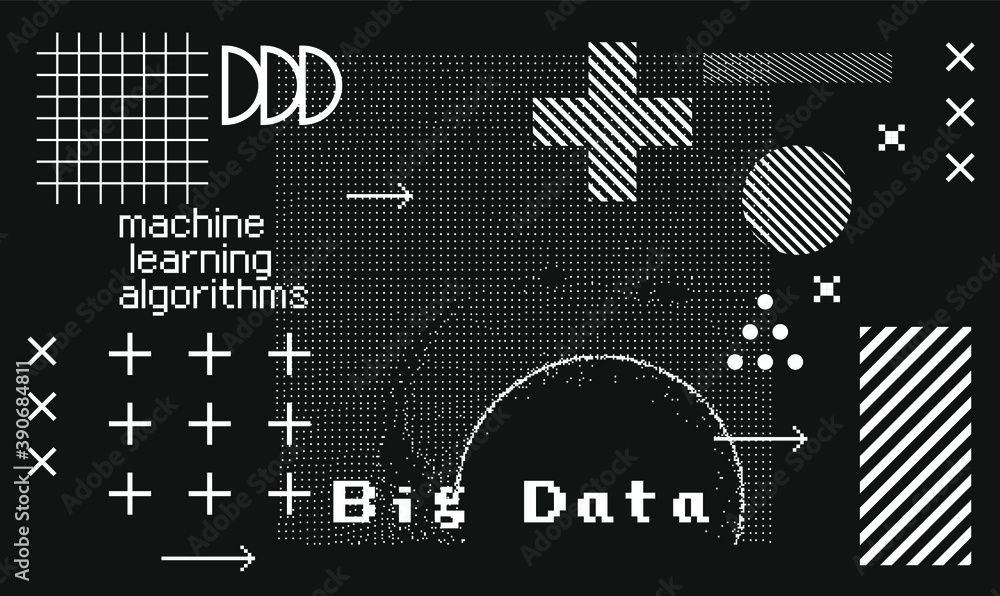 Aufkleber Big Data, Artificial intelligence and  Machine Learning Algorithms Concept. Analysis of Information, Science and Technology Infographics Design. Vector Illustration.