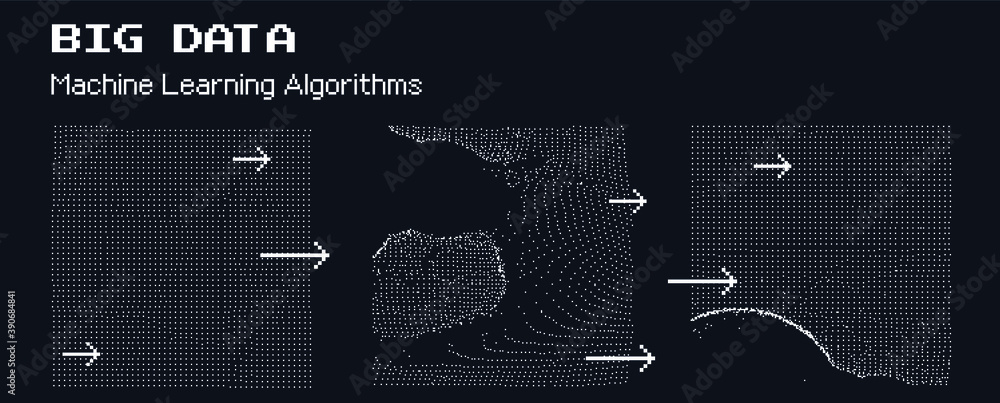Leinwandbilder Big Data, Artificial intelligence and  Machine Learning Algorithms Concept. Analysis of Information, Science and Technology Infographics Design. Vector Illustration.