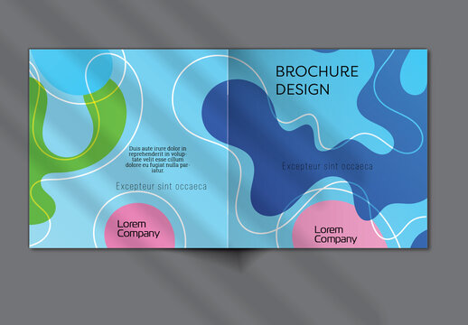 Brochure Cover Layout with Wavy Shapes and Lines