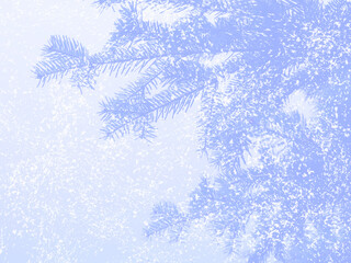 Fototapeta na wymiar Christmas tree branches covered with the first snow. Winter theme for a holiday card.