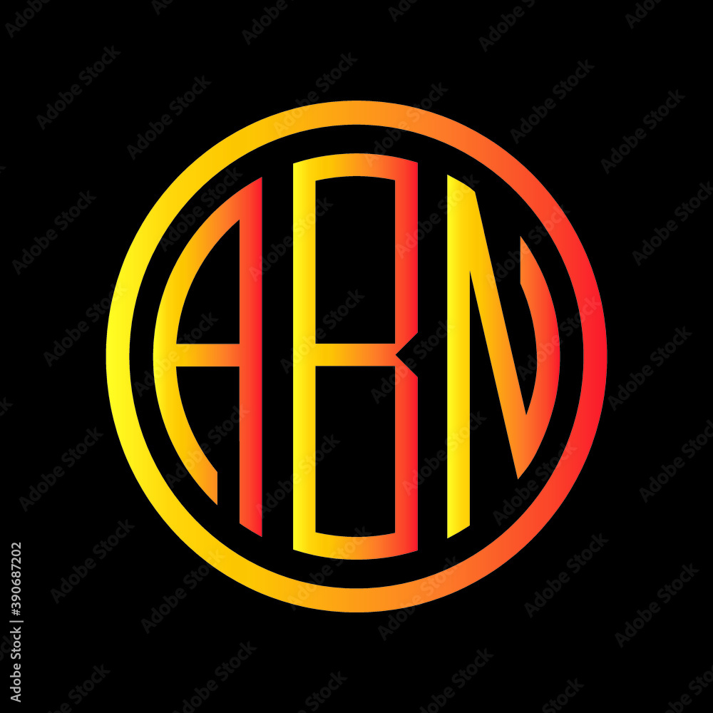 Wall mural 
ABN letter logo design/abn gradient color logo/ABN Ellipse 3 letter logo 
polygon. ABN letter icon design on black background.A B N logo design. ABN initials Logo design 