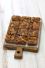 maple syrup butter tart squares with pecan & walnut, homemade canadian sweet