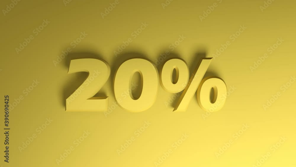 Poster the write 20 percent passes on a yellow background - 3d rendering video clip animation