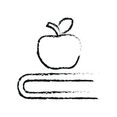 Book and Apple Hand Drawn line icon