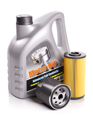 Motor oil can and automobile filters