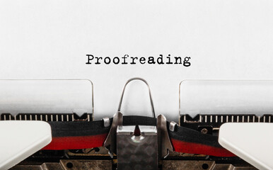 Text Proofreading typed on retro typewriter