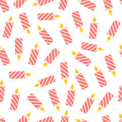 Fototapeta premium Birthday cake or christmas burning candle seamless pattern