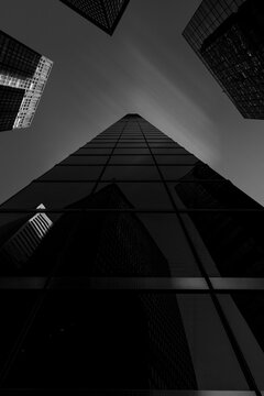 Manhattan Downtown Skyline in black and white photo