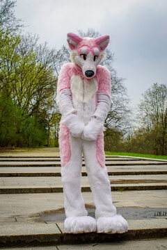 Volkspark Friedrichshain, Berlin, Germany - april 14, 2018:  a furry in Berlin