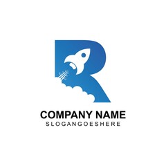 Letter R Rocket Logo Template Design Vector